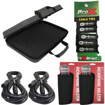 (2) Hosa Technology ECON-M20 20FT XLRF to XLRM Cables with Microphone Holsters & Carry Case Package