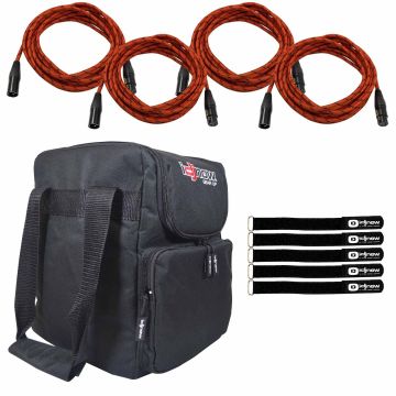 (4) Universal 20FT Red Braided Sure-Fit XLR to XLR Connecting Cables with Carry Case Package