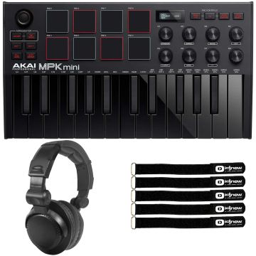 Akai MPK Mini MK3 Black Keyboard Controller with Headphones
