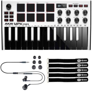 Akai MPK Mini MK3 White Keyboard Controller with Earphones