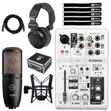 AKG P220 Condenser Microphone with Yamaha AG03 3-Channel Mixer