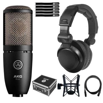 AKG Perception P220 Large Diaphragm Condenser Microphone & Headphones