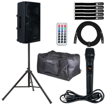 American DJ APX12 GO BT 12" Powered Speaker with Tripod Speaker Stand