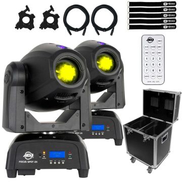 American DJ Focus Spot 2X 100W LED Moving Head Duo Package with Road Case