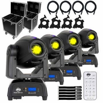 American DJ Focus Spot 2X 100W LED Moving Head Quad Package with Road Case