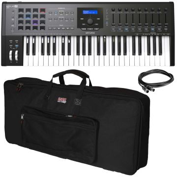 Arturia KeyLab MKII 49-Key Black MIDI Controller Deluxe with Gator Cases GKB Series 49 Note Padded Keyboard Gig Bag Package
