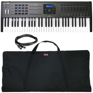 Arturia KeyLab MKII 61-Key Black MIDI Controller Deluxe with Gator Cases GKBE Series 61 Note Keyboard Bag Package