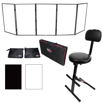 Black Aluminum 5 Panel Scrim Facade Frontboard with Ultimate Support JS-MPF100 Music Performance Chair Package