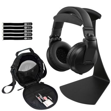 Black Bluetooth Wireless DJ Headphones with Stand
