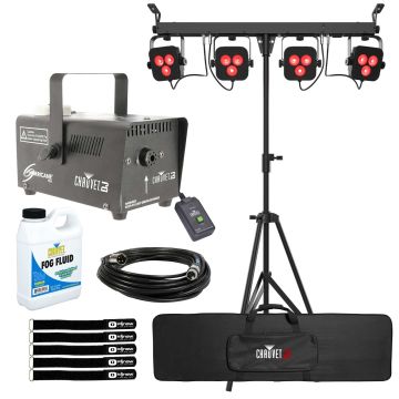 Chauvet DJ 4Bar LT QuadBT Complete Wash Light System with Hurricane 700 Fog Machine Package