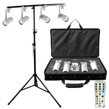 Chauvet DJ EZpin Pack 4 Pin-Spotting Package with Lightweight Portable DJ Lighting T-Bar Stand