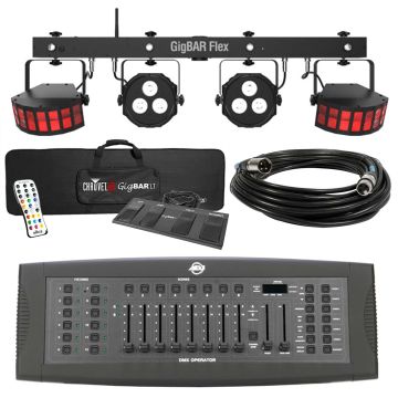 Chauvet DJ GigBar Flex Pack-n-Go Effect Lighting System with American DJ DMX Operator Programmable DMX Controller Package