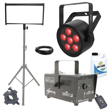 Chauvet DJ SlimPAR H6 USB Low-profile RGBAW+UV LED Par with Fog Machine & Lighting Bracket Package