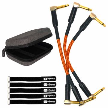 Clutch 6" Right Angle Patch Cables with Zippered Case & Cable Ties