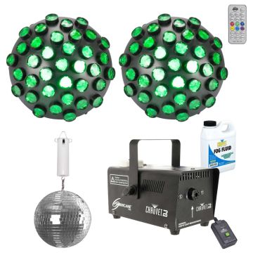 Clutch 8" Enhanced Mirror Ball with Fog Machine & LED Effect Lights