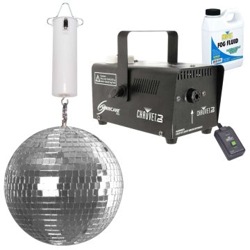 Clutch 8" Enhanced Mirror Ball with Lighted Fog Machine & Fluid