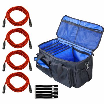 Clutch CL-CADDY200 Utility Transport Bag with Red Braided XLR Cables