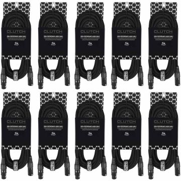 Clutch Sure-Fit 20' XLR Female to XLR Male Microphone / Speaker Cables (10-pack)