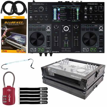Denon DJ PRIME GO 2-Deck Rechargeable Console with Black Flight Case