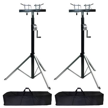 (2) Global Truss DT-3800L 12FT Smart Crank Stands w/ T-Adapters & Case Package small image