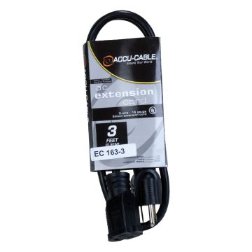 American Audio Black 3FT 16 Gauge AC Extension Cord [EC163-3]