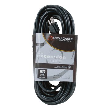 American DJ 50FT Black 16 Gauge AC Extension Cord [EC-163-50]