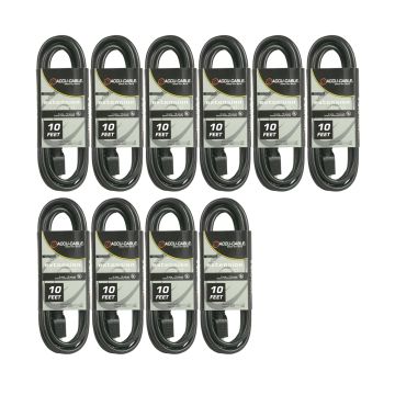 (10) American DJ EC-163-10 Black 10FT 16 Gauge AC Extension Cords Small Image