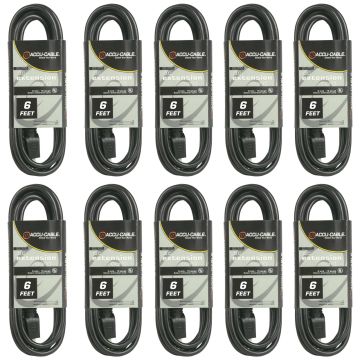 (10) American Audio EC-163-6 Black 6FT 16 Gauge AC Extension Cords