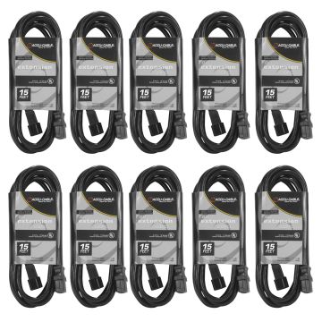 10 Pack ECCOM-15 15FT AC Extension Cords