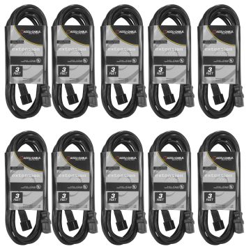 10 Pack ECCOM-3 3FT AC Extension Cords
