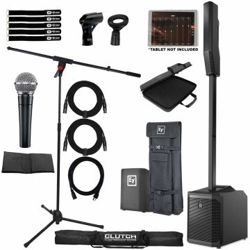 Electro-Voice EVOLVE 30M Black Column System with Shure Mic & Stand