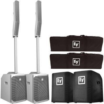 Electro-Voice Evolve 50 Portable Bluetooth White Column PA Systems with Subwoofer Covers Package