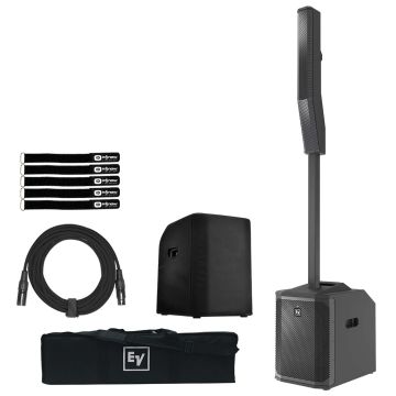 Electro-Voice Evolve50M Black Column Speaker with Subwoofer Cover