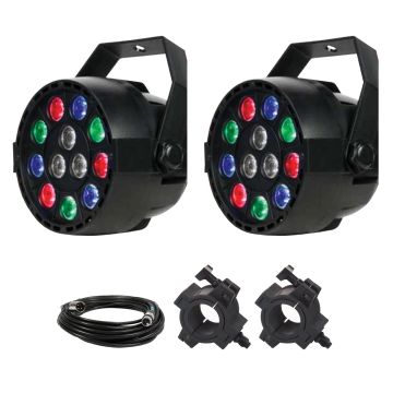 Eliminator Lighting Mini Par RGBW LED 12x 1 Watt RGBW LED Par Light Duo Package