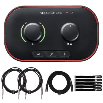 Focusrite Vocaster One Podcast Interface with Cables