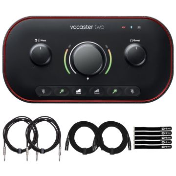 Focusrite Vocaster Two Podcast Interface with Cables Package