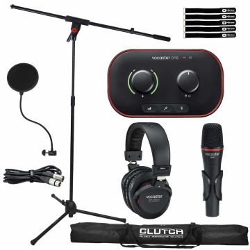 Focusrite Vocaster One Studio Podcasting Kit with Mic Boom Stand