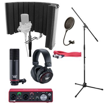 Focusrite Scarlett 2i2 Studio Audio Interface with Mic Shield & Stand