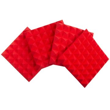 Gator Cases 2" Thick 12"x12" Acoustic Foam Pyramid Panels - Red (4 Pack)