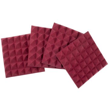Gator Cases 2" Thick 12x12" Acoustic Pyramid Panels - Burgundy (4 Pack)