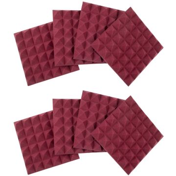 Gator Cases 2" Thick 12x12" Acoustic Pyramid Panels - Burgundy (8 Pack)