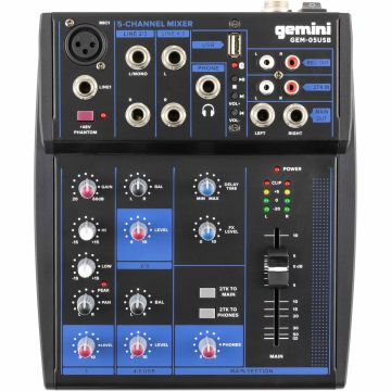 Gemini GEM-05USB 5 Channel Bluetooth Mixer with USB