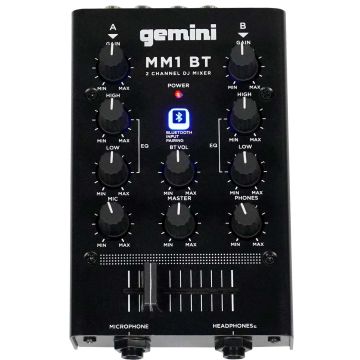 Gemini MM1BT 2-Channel Professional Analog DJ Mixer with Bluetooth