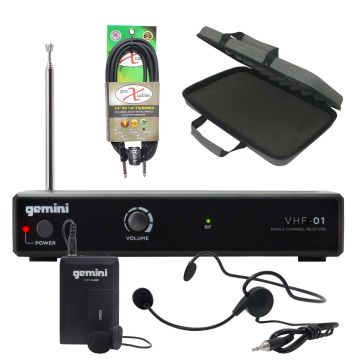 Gemini VHF-01HL VHF Wireless Headset/Lavalier System with Carry Case