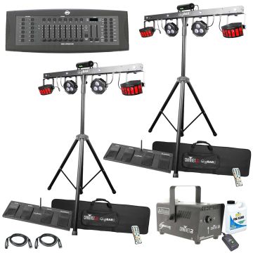 (2) Chauvet DJ GigBAR 2 4-in-1 Complete Effect Light Systems with Fog & DMX Controller Package