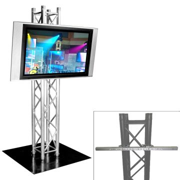 Global Truss 6.56FT Truss Plasma Stand / Lighting Tower with Steel Base Plate & LED Monitor Mount [PLASMASTAND6]