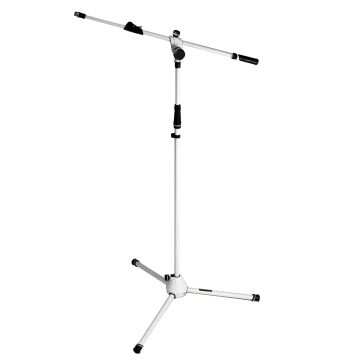 Gravity GMS4322W Microphone Stand with Folding Tripod Base and 2-Point Adjustment Telescoping Boom in White 