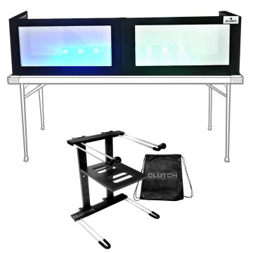 Grundorf GS-LSB1652T 16" x 52" Black DJ Facade with Black Laptop Stand