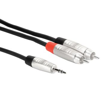 Hosa Technology HMR-003Y 3' REAN 3.5 mm TRS Male to Dual RCA Male Pro Stereo Breakout Cable