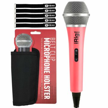 iRig Voice Pink Hand-Held Karaoke Microphone with Microphone Holster